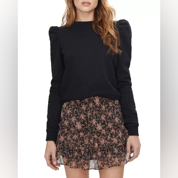 Generation Love Black Tara Jeweled Puff Sleeve Sweater Size Xs Very Gently Used - Picture 3 of 11